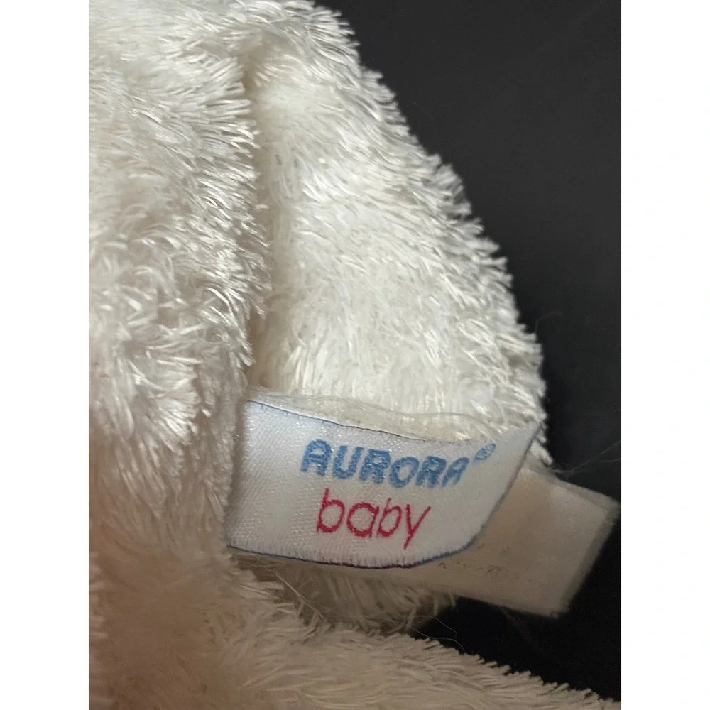 Vtg Aurora Baby Pink White Puppy Dog Plush Lovey Satin Ears 12